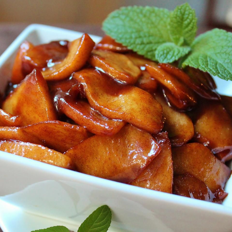 Southern Fried Apples in a white dish