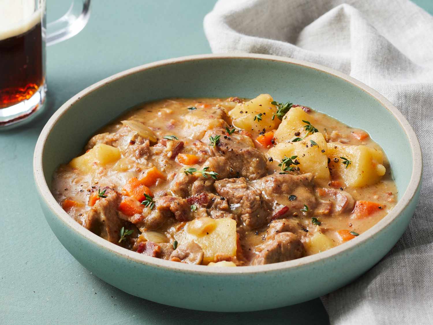 Close up on a bowl of Irish lamb stew