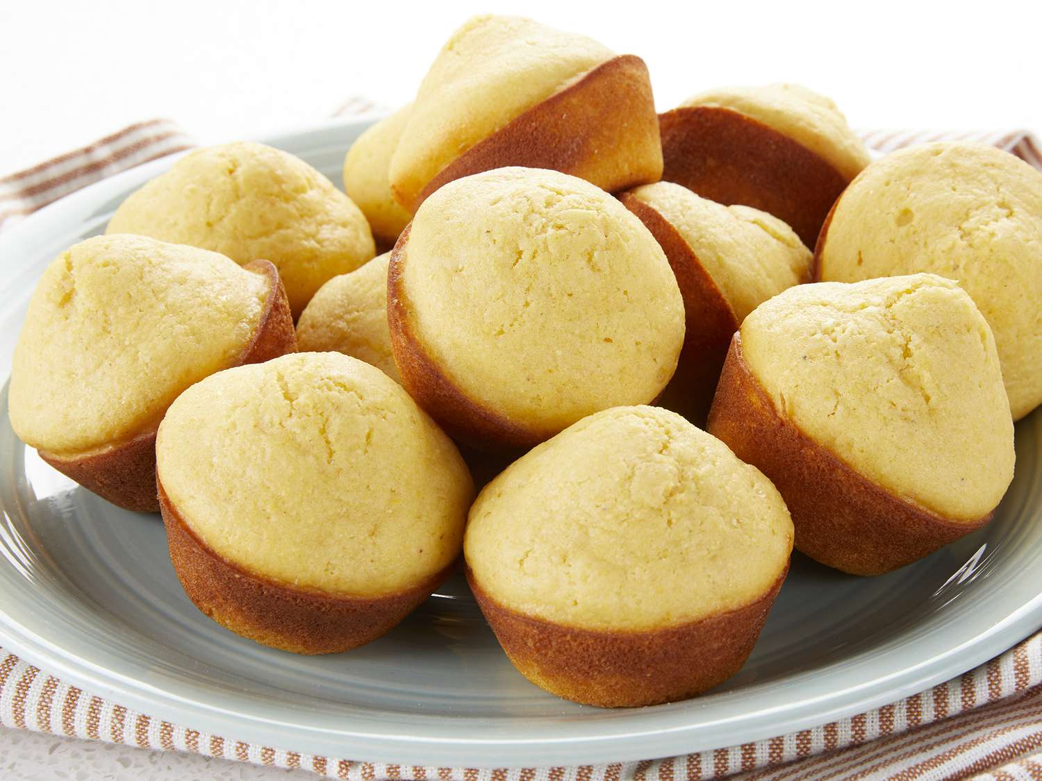 High angle looking at a plate of corn muffins