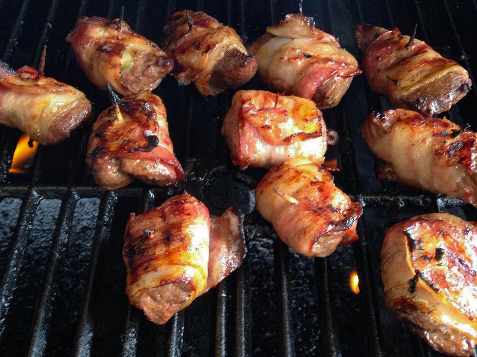 Close up view of Deer Poppers on a grill