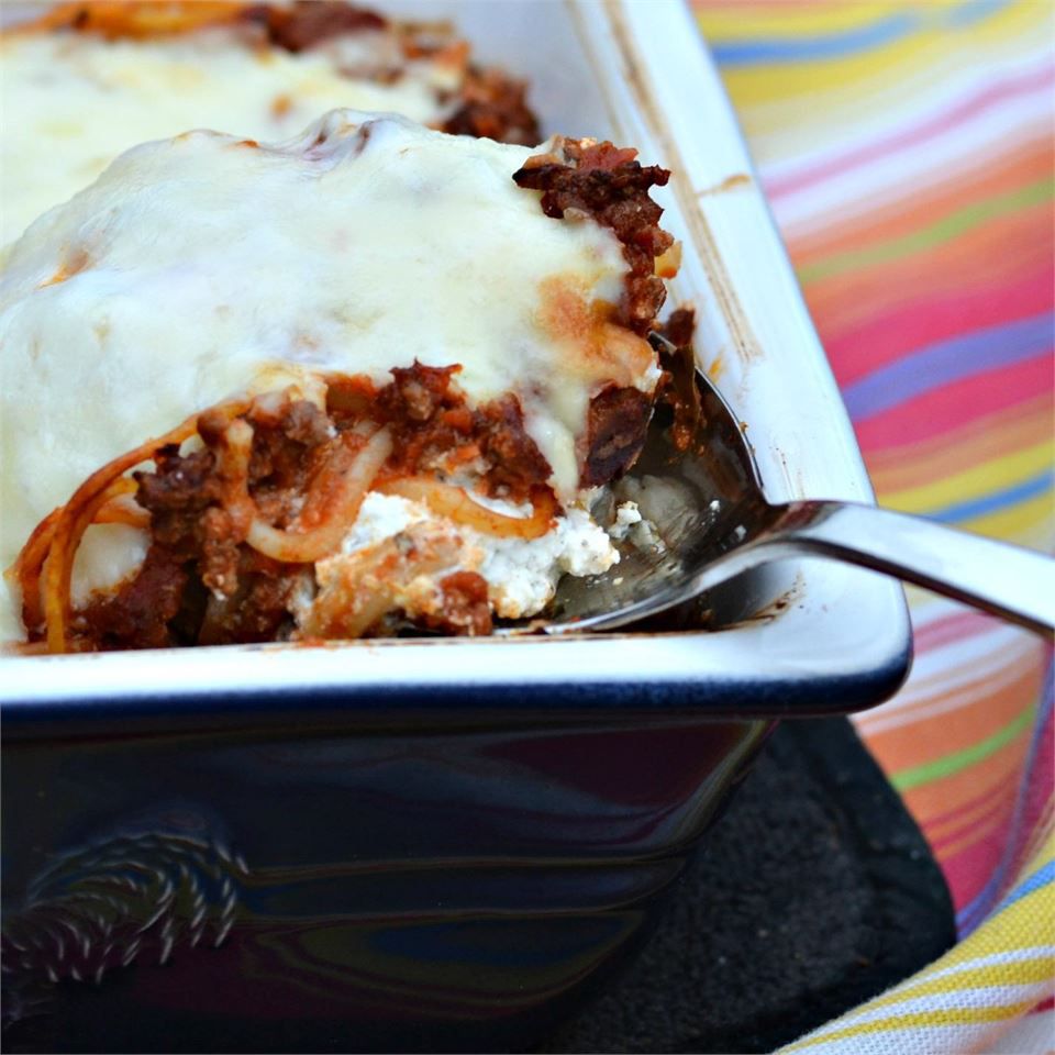 Million-Dollar Spaghetti in a casserole dish