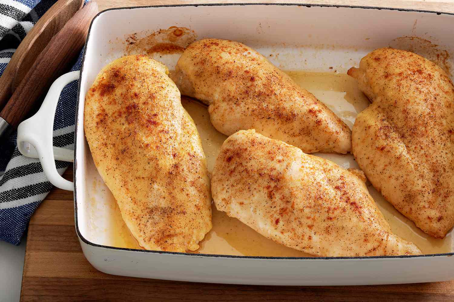 Simple Baked Chicken Breasts in a baking dish
