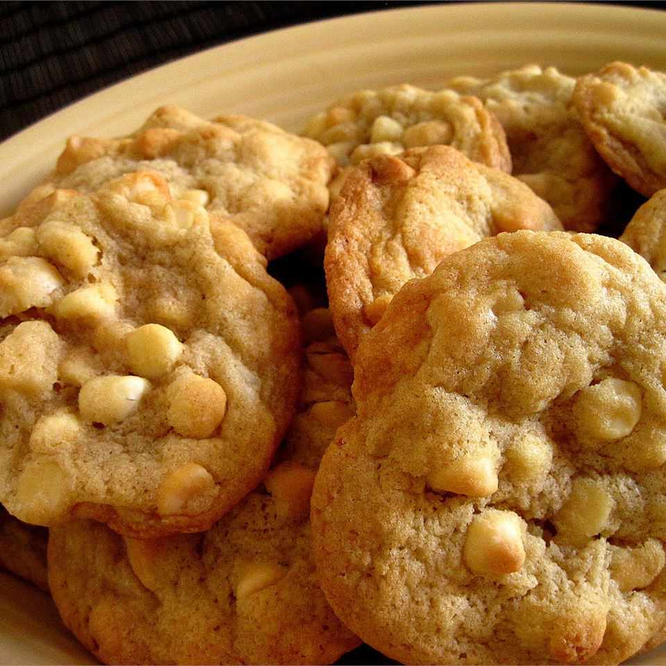 White chocolate chip and macadamia nut cookies