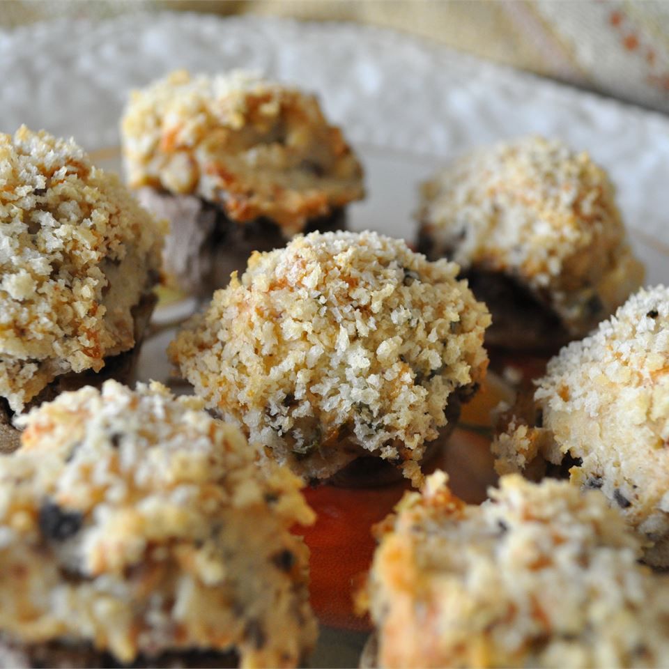 Mouth-Watering Stuffed Mushrooms on a white plate