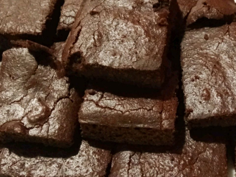 Close up view of a pile of Keto Brownie pieces