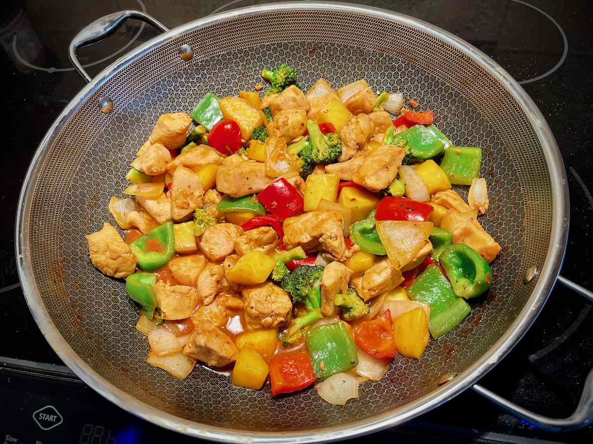 Mango Chicken Stir-Fry in wok