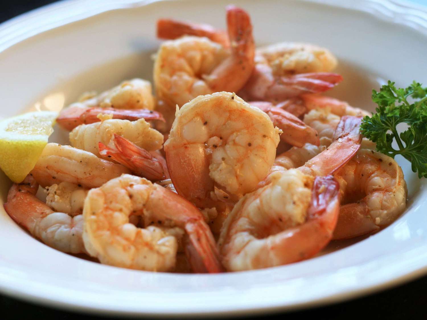 Steamed shrimp in a plate